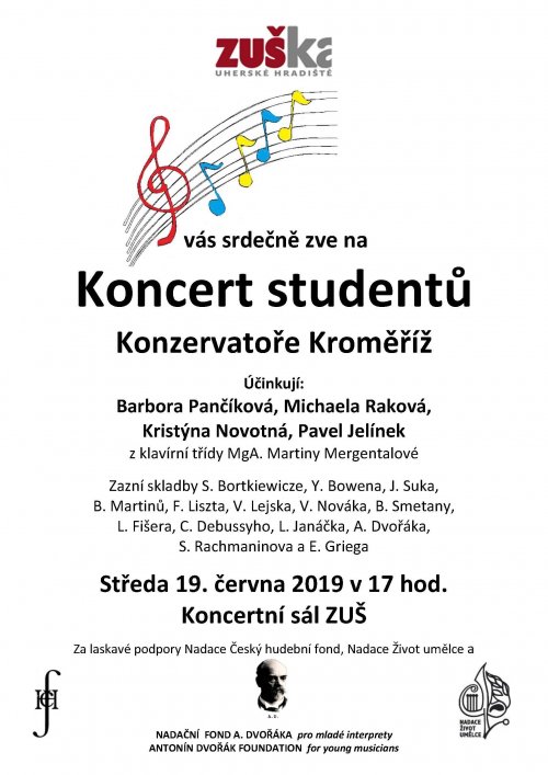 Koncert studentů klavírního | oddělení Konzervatoře Kroměříž